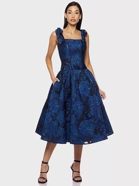 Alex & Sophia Square Neck Midi Dress